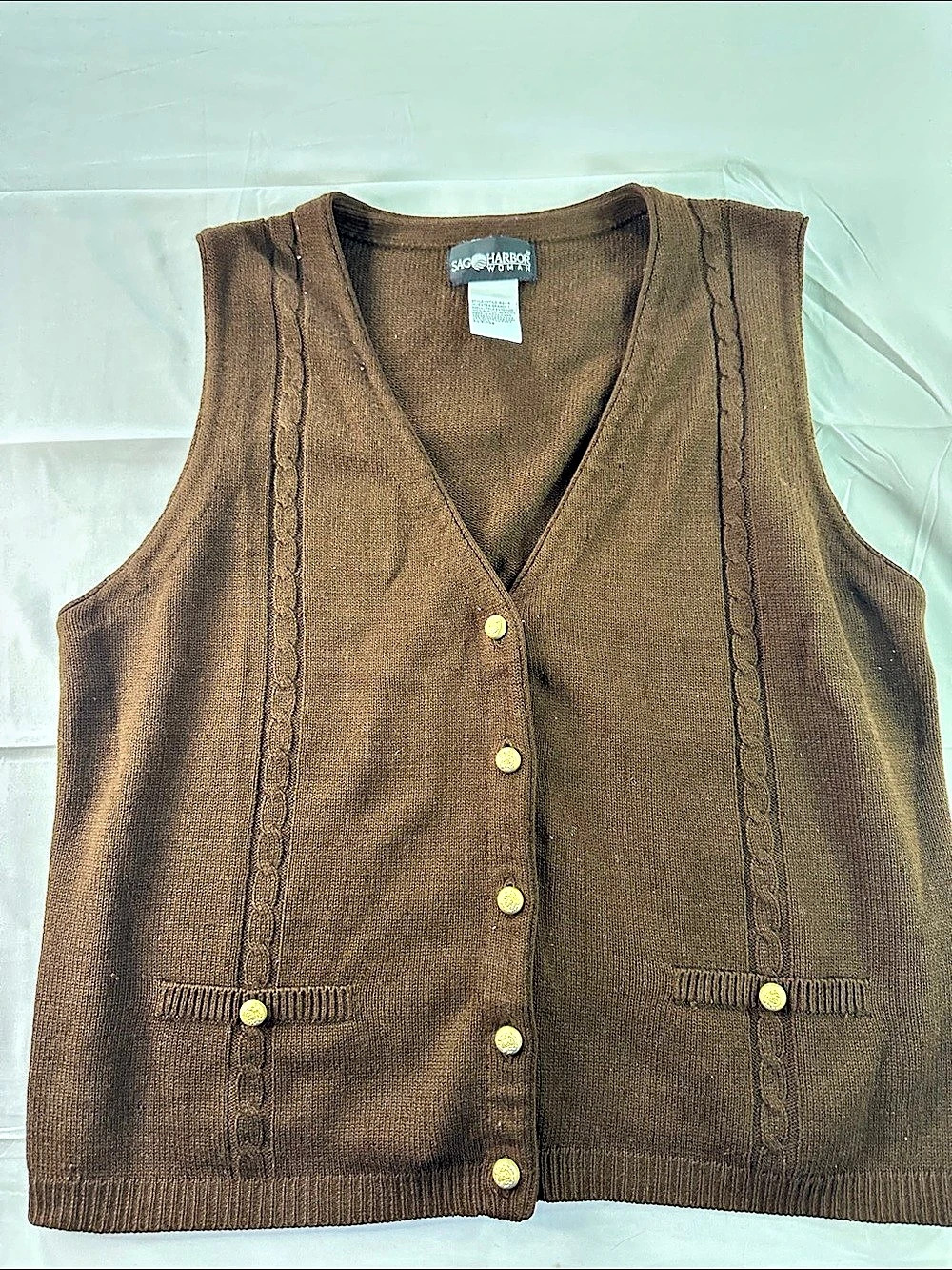 Sag Harbor Women’s Brown V-Neck Sweater Vest XL